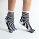 Black and white striped cotton socks 
