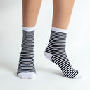 Black and white striped cotton socks 