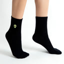 Black avocado embroidery design socks