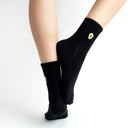 Black avocado embroidery design socks