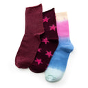 Burgundy Glitter, Tie Dye and Starry Socks 3 pack