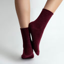 Burgundy Glitter Socks