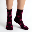 Burgundy Pink Starry Socks