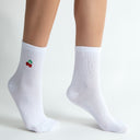 Fruit Punch Cherry Embroidery Ladies Crew Socks