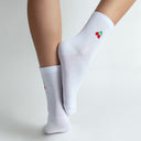 Fruit Punch Cherry Embroidery Ladies Crew Socks