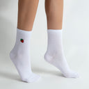 Fruit Punch Strawberry Embroidery Ladies Crew Socks
