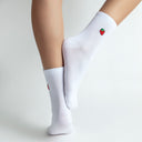 Fruit Punch Strawberry Embroidery Ladies Crew Socks