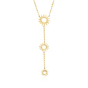 Layered Sun Lariat Silver Necklace