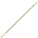 Green Baguette Zircon Bar Chain Silver Bracelet