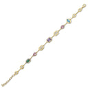 Multi-Shape Color Zircon Station Silver Bracelet