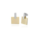 Two-Tone Geometric Plate Drop Earrings