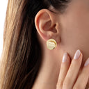 Gold Polished Dome Stud Earrings