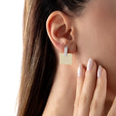 Two-Tone Geometric Plate Drop Earrings