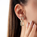 Geometric Double Link Drop Earrings