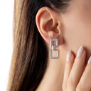 Double Square Link Drop Earrings