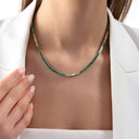 Green Zircon Silver Tennis Necklace