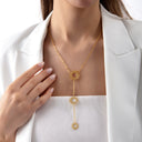 Layered Sun Lariat Silver Necklace