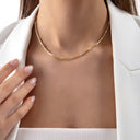 Zircon Accented Bar Link Necklace