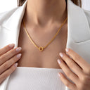 Textured Circle Pendant Chain Necklace