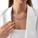 Pink Zircon Silver Tennis Necklace
