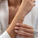 Baguette Zircon Bar Chain Silver Bracelet