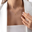 Zircon Bail Circle Pendant Necklace