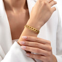 Pavé Clasp Curb Chain Silver Bracelet