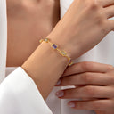 Multi-Shape Color Zircon Station Silver Bracelet