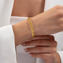 Minimal Pavé Clasp Curb Chain Silver Bracelet
