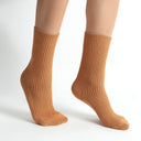 Midnight Sand Caramel Ladies Ribbed Ankle Socks