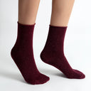 Pink Nova Burgundy Glitter Ladies Ankle Socks
