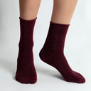 Pink Nova Burgundy Glitter Ladies Ankle Socks