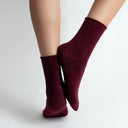Pink Nova Burgundy Glitter Ladies Ankle Socks