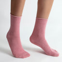 Pink Nova Pink Glitter Ladies Ankle Socks