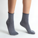 Shadow Stars Silver Glitter Ladies Ankle Socks