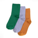 Shiny Grove 3pack Glitter Ladies Ankle Socks in Green, Lilac and Yellow.